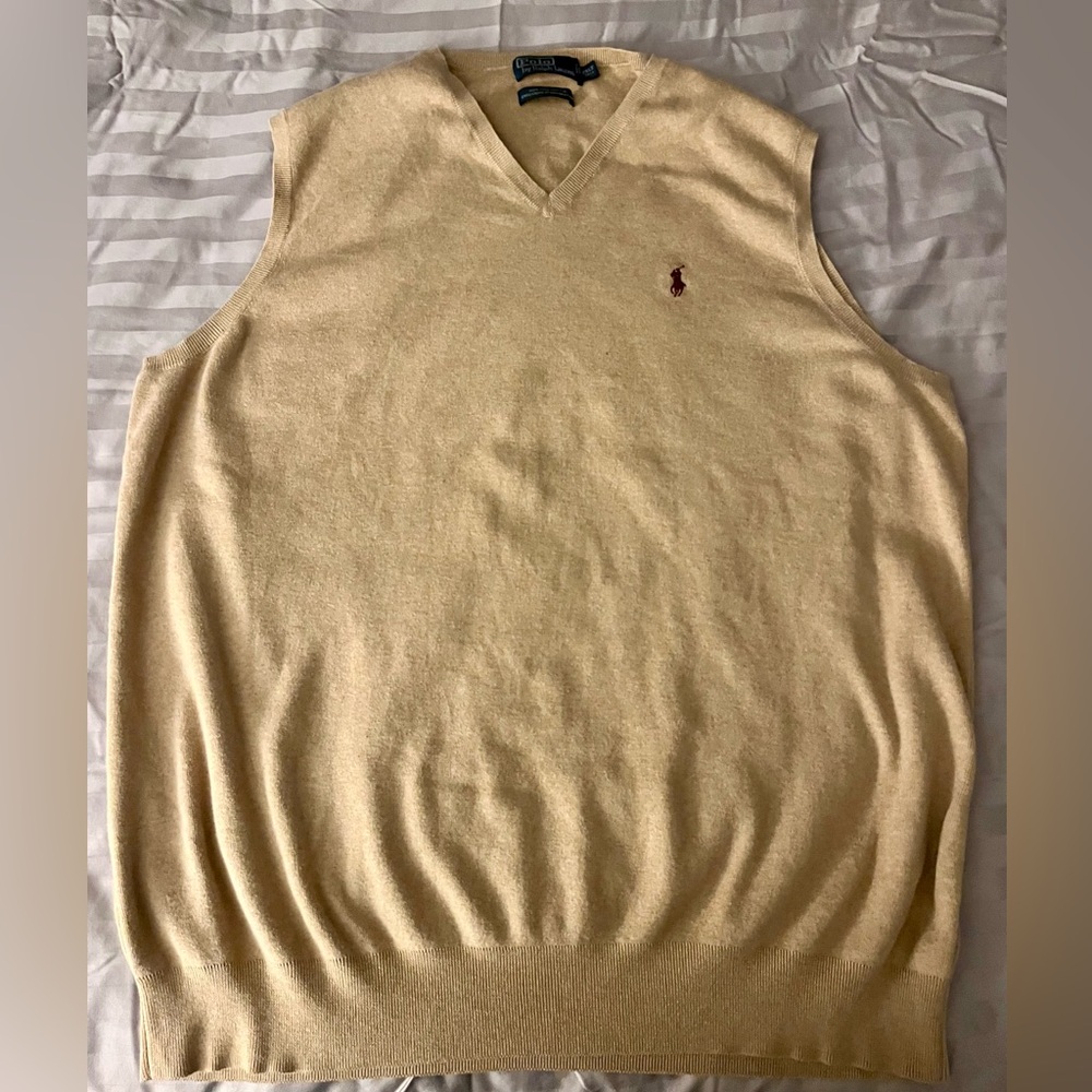 Ralph Lauren Men's V-Neck Cream Sweater Vest